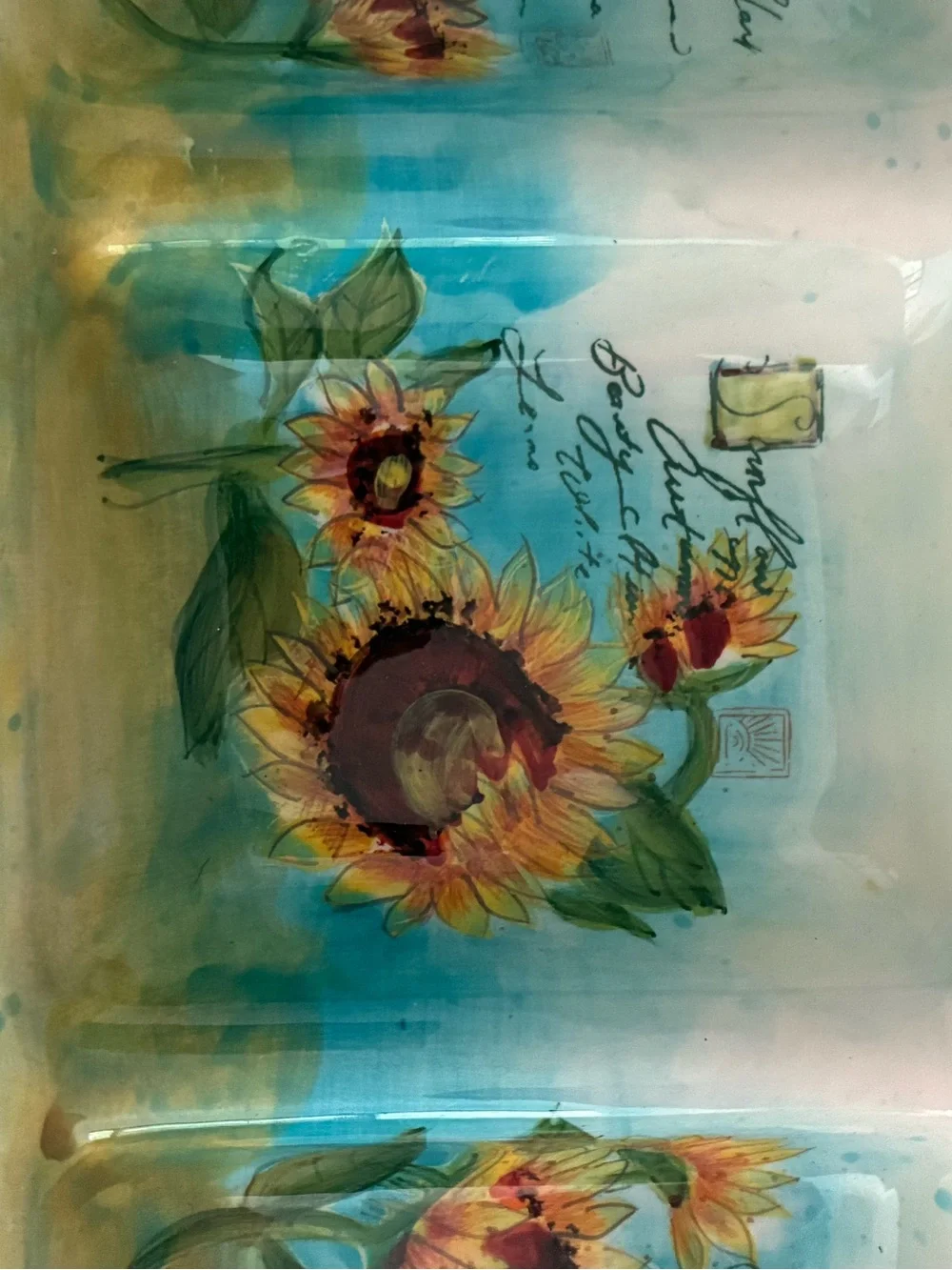 Susan Winget Certified International Sunflower Ceramic Divided Serving Tray